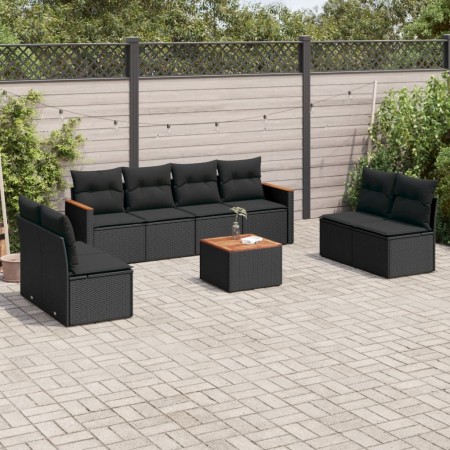 8-teiliges Gartensofa-Set und schwarze synthetische Rattankissen von , Gartensets - Ref: Foro24-3225894, Preis: 488,02 €, Rab...