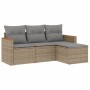 Gartensofa-Set mit beigem Kissenmix, 4-teilig aus PE-Rattan von , Gartensets - Ref: Foro24-3225905, Preis: 258,19 €, Rabatt: %