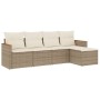 Gartensofa-Set mit Kissen, 5-teilig, beiges synthetisches Rattan von , Gartensets - Ref: Foro24-3225918, Preis: 367,67 €, Rab...