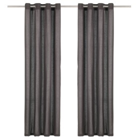 Curtains with metal rings 2 pcs anthracite cotton 140x245cm by vidaXL, Curtains and curtains - Ref: Foro24-134325, Price: 35,...