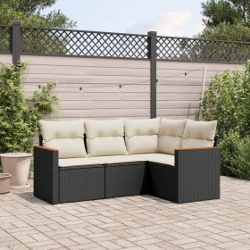 4-piece garden sofa set with black synthetic rattan cushions by , Garden sets - Ref: Foro24-3225930, Price: 278,52 €, Discoun...