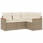 Garden sofa set with cushions 4 pieces beige synthetic rattan by , Garden sets - Ref: Foro24-3225932, Price: 384,67 €, Discou...