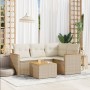 Garden sofa set with cushions 5 pieces beige synthetic rattan by , Garden sets - Ref: Foro24-3225939, Price: 443,95 €, Discou...