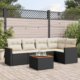 6-piece garden sofa set and black synthetic rattan cushions by , Garden sets - Ref: Foro24-3225951, Price: 394,99 €, Discount: %