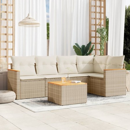 Garden sofa set with cushions 6 pieces beige synthetic rattan by , Garden sets - Ref: Foro24-3225953, Price: 501,84 €, Discou...