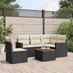 6-teiliges Gartensofa-Set und schwarze synthetische Rattankissen von , Gartensets - Ref: Foro24-3225979, Preis: 362,48 €, Rab...