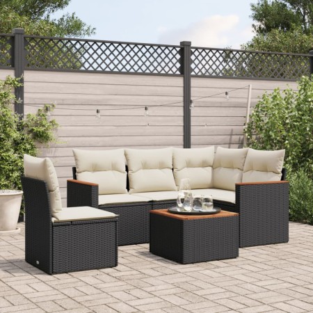 6-teiliges Gartensofa-Set und schwarze synthetische Rattankissen von , Gartensets - Ref: Foro24-3225979, Preis: 375,03 €, Rab...