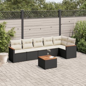 7-teiliges Garten-Essset und schwarze Kissen aus synthetischem Rattan von , Gartensets - Ref: Foro24-3225993, Preis: 437,85 €...