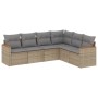 Gartensofa-Set mit beigem Kissenmix, 6-teilig, PE-Rattan von , Gartensets - Ref: Foro24-3226003, Preis: 418,50 €, Rabatt: %