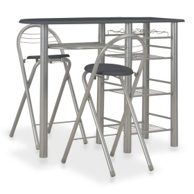 Kitchen table and stools with black wood and steel shelves by vidaXL, Furniture sets for kitchens and dining rooms - Ref: For...