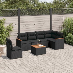 7-teiliges Garten-Essset und schwarze Kissen aus synthetischem Rattan von , Gartensets - Ref: Foro24-3226020, Preis: 414,78 €...