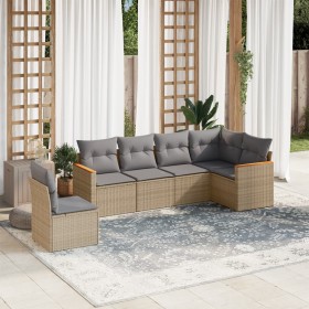 Gartensofa-Set mit beigem Kissenmix, 6-teilig, PE-Rattan von , Gartensets - Ref: Foro24-3226017, Preis: 418,50 €, Rabatt: %