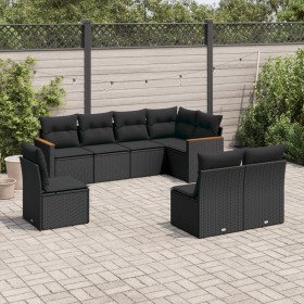 8-teiliges Gartensofa-Set und schwarze synthetische Rattankissen von , Gartensets - Ref: Foro24-3226041, Preis: 468,77 €, Rab...