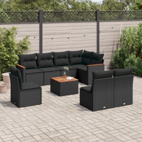 8-teiliges Gartensofa-Set und schwarze synthetische Rattankissen von , Gartensets - Ref: Foro24-3226048, Preis: 510,17 €, Rab...