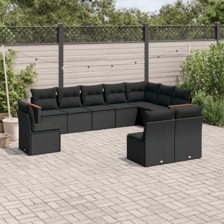 Garden sofa set 10 pieces with black synthetic rattan cushions by , Garden sets - Ref: Foro24-3226069, Price: 580,99 €, Disco...