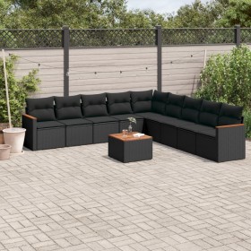 Gartensofa-Set 10-teilig mit schwarzen synthetischen Rattankissen von , Gartensets - Ref: Foro24-3226062, Preis: 566,93 €, Ra...