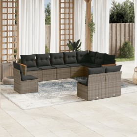 10-piece garden sofa set with gray synthetic rattan cushions by , Garden sets - Ref: Foro24-3226074, Price: 624,36 €, Discoun...