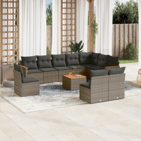 11-piece garden sofa set and gray synthetic rattan cushions by , Garden sets - Ref: Foro24-3226081, Price: 663,13 €, Discount: %