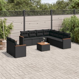 Gartensofa-Set 10-teilig mit schwarzen synthetischen Rattankissen von , Gartensets - Ref: Foro24-3226104, Preis: 616,75 €, Ra...