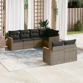 7-piece garden sofa set with gray PE rattan cushions by , Garden sets - Ref: Foro24-3226144, Price: 507,29 €, Discount: %