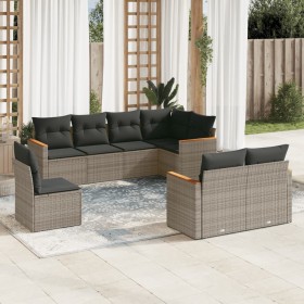 8-piece garden sofa set and gray synthetic rattan cushions by , Garden sets - Ref: Foro24-3226165, Price: 575,74 €, Discount: %