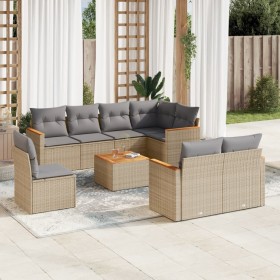 Gartensofa-Set mit beigem Kissenmix, 9-teilig aus PE-Rattan von , Gartensets - Ref: Foro24-3226171, Preis: 614,99 €, Rabatt: %