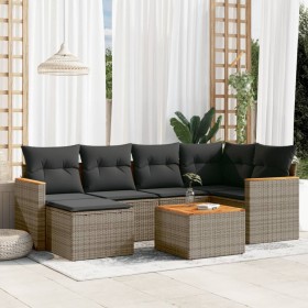 7-teiliges Gartensofa-Set mit grauen PE-Rattan-Kissen von , Gartensets - Ref: Foro24-3226186, Preis: 421,77 €, Rabatt: %