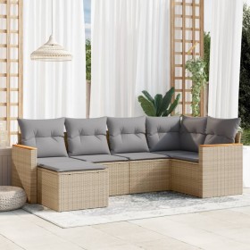 Gartensofa-Set mit beigem Kissenmix, 6-teilig, PE-Rattan von , Gartensets - Ref: Foro24-3226178, Preis: 393,35 €, Rabatt: %