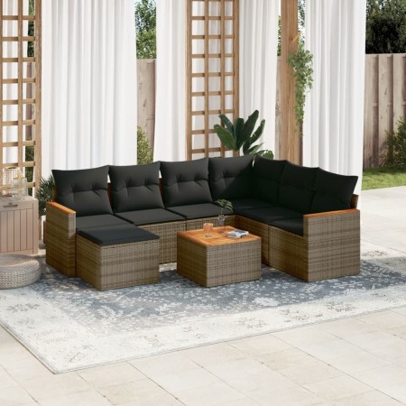 8-teiliges Gartensofa-Set und graue synthetische Rattankissen von , Gartensets - Ref: Foro24-3226214, Preis: 486,12 €, Rabatt: %