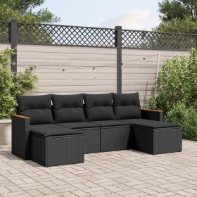 6-teiliges Gartensofa-Set und schwarze synthetische Rattankissen von , Gartensets - Ref: Foro24-3226216, Preis: 331,06 €, Rab...