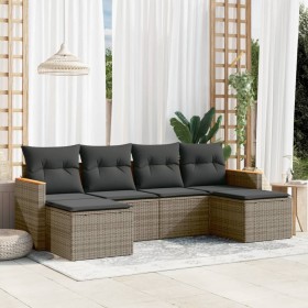 Set de muebles de jardín 6 pzas y cojines ratán sintético gris de , Conjuntos de jardín - Ref: Foro24-3226221, Precio: 340,99...