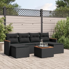 7-teiliges Garten-Essset und schwarze Kissen aus synthetischem Rattan von , Gartensets - Ref: Foro24-3226223, Preis: 366,79 €...