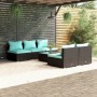 6-teiliges Gartensofa-Set und schwarze synthetische Rattankissen von , Gartensets - Ref: Foro24-3101449, Preis: 623,38 €, Rab...