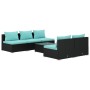 6-piece garden sofa set and black synthetic rattan cushions by , Garden sets - Ref: Foro24-3101449, Price: 623,38 €, Discount: %