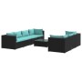 8-teiliges Gartensofa-Set und schwarze synthetische Rattankissen von , Gartensets - Ref: Foro24-3101505, Preis: 973,76 €, Rab...