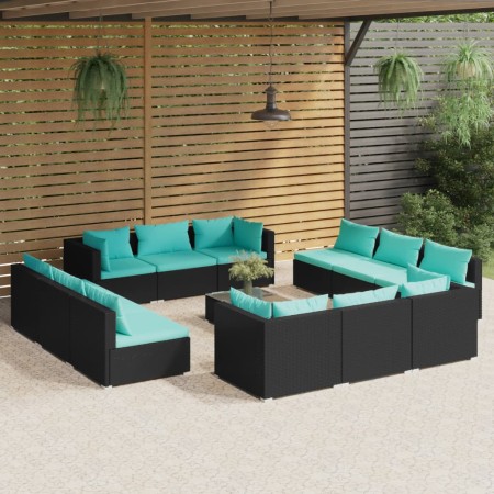 Garden furniture set 13 pieces and black synthetic rattan cushions by , Garden sets - Ref: Foro24-3101593, Price: 1,00 €, Dis...