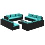 Set muebles de jardín 13 pzas y cojines ratán sintético negro de , Conjuntos de jardín - Ref: Foro24-3101593, Precio: 1,00 €,...