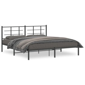 Estructura de cama con cabecero metal negro 180x200 cm de , Camas y somieres - Ref: Foro24-355565, Precio: 114,08 €, Descuent...