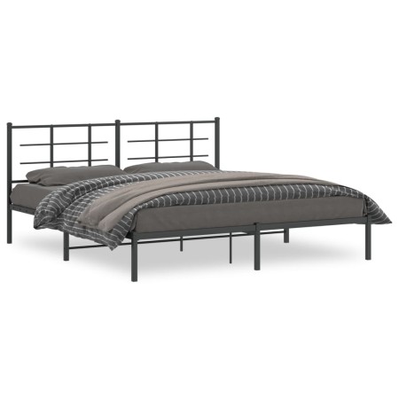 Estructura de cama con cabecero metal negro 180x200 cm de , Camas y somieres - Ref: Foro24-355565, Precio: 118,30 €, Descuent...