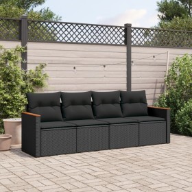 Set mit 4 Gartensofas mit Kissen Kunstrattan schwarz von , Gartensets - Ref: Foro24-3225768, Preis: 235,93 €, Rabatt: %