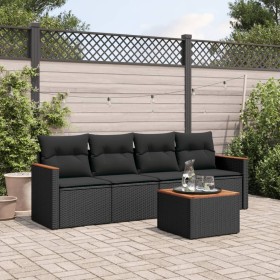 5-teiliges Gartenmöbel-Set und Kissen aus synthetischem Rattan schwarz von , Gartensets - Ref: Foro24-3225775, Preis: 275,99 ...