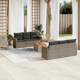 7-piece garden sofa set with gray PE rattan cushions by , Garden sets - Ref: Foro24-3225794, Price: 464,01 €, Discount: %