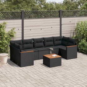 Set aus 8-teiligen Gartensofas und Kissen Kunstrattan schwarz von , Gartensets - Ref: Foro24-3225810, Preis: 514,41 €, Rabatt: %