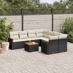 Set aus 8-teiligen Gartensofas und Kissen Kunstrattan schwarz von , Gartensets - Ref: Foro24-3225825, Preis: 556,66 €, Rabatt: %