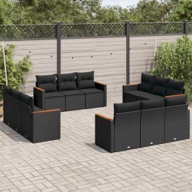 Set Gartensofas 12 Stück Kissen synthetisches Rattan schwarz von , Gartensets - Ref: Foro24-3225831, Preis: 850,56 €, Rabatt: %