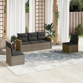 Garden sofa set with 5-piece synthetic rattan gray cushions by , Garden sets - Ref: Foro24-3225850, Price: 301,99 €, Discount: %