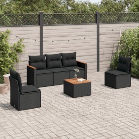 Set aus 6-teiligen Gartensofas und Kissen Kunstrattan schwarz von , Gartensets - Ref: Foro24-3225852, Preis: 334,34 €, Rabatt: %