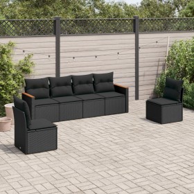 6-piece garden sofa set with black synthetic rattan cushions by , Garden sets - Ref: Foro24-3225859, Price: 356,16 €, Discoun...