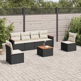 7-teiliges Garten-Esszimmerset und Kissen synthetisches Rattan schwarz von , Gartensets - Ref: Foro24-3225867, Preis: 401,71 ...