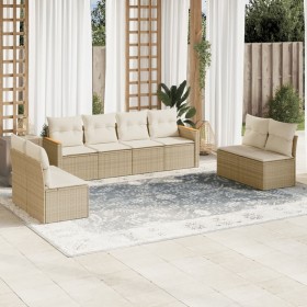 Garden sofa set with beige cushions, 8 pieces, PE rattan. by , Garden sets - Ref: Foro24-3225890, Price: 575,11 €, Discount: %